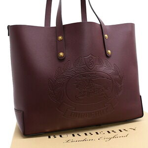 Burberry tote bag Burgundy Red leather crest